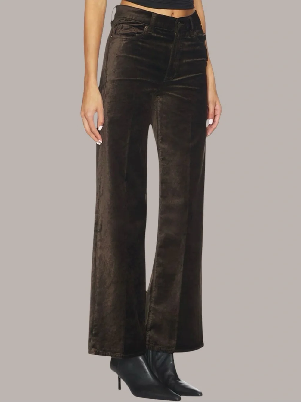 Frame Le Slim Palazzo Pant in Dark Clove Velvet Size 28 - Picture 3 of 14